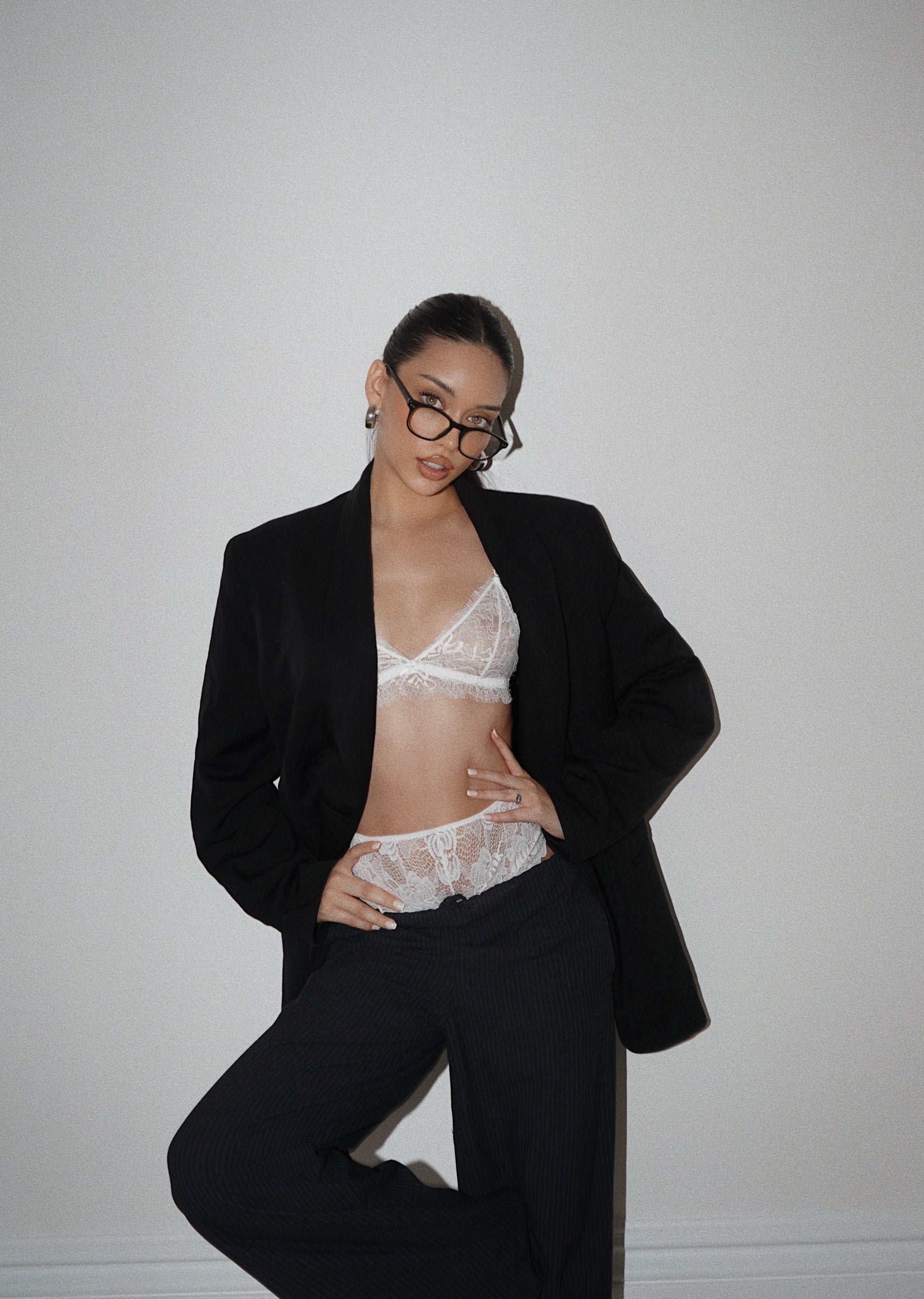 Janice styles the Alexis Sheer Bralette with Harper Boyshort
